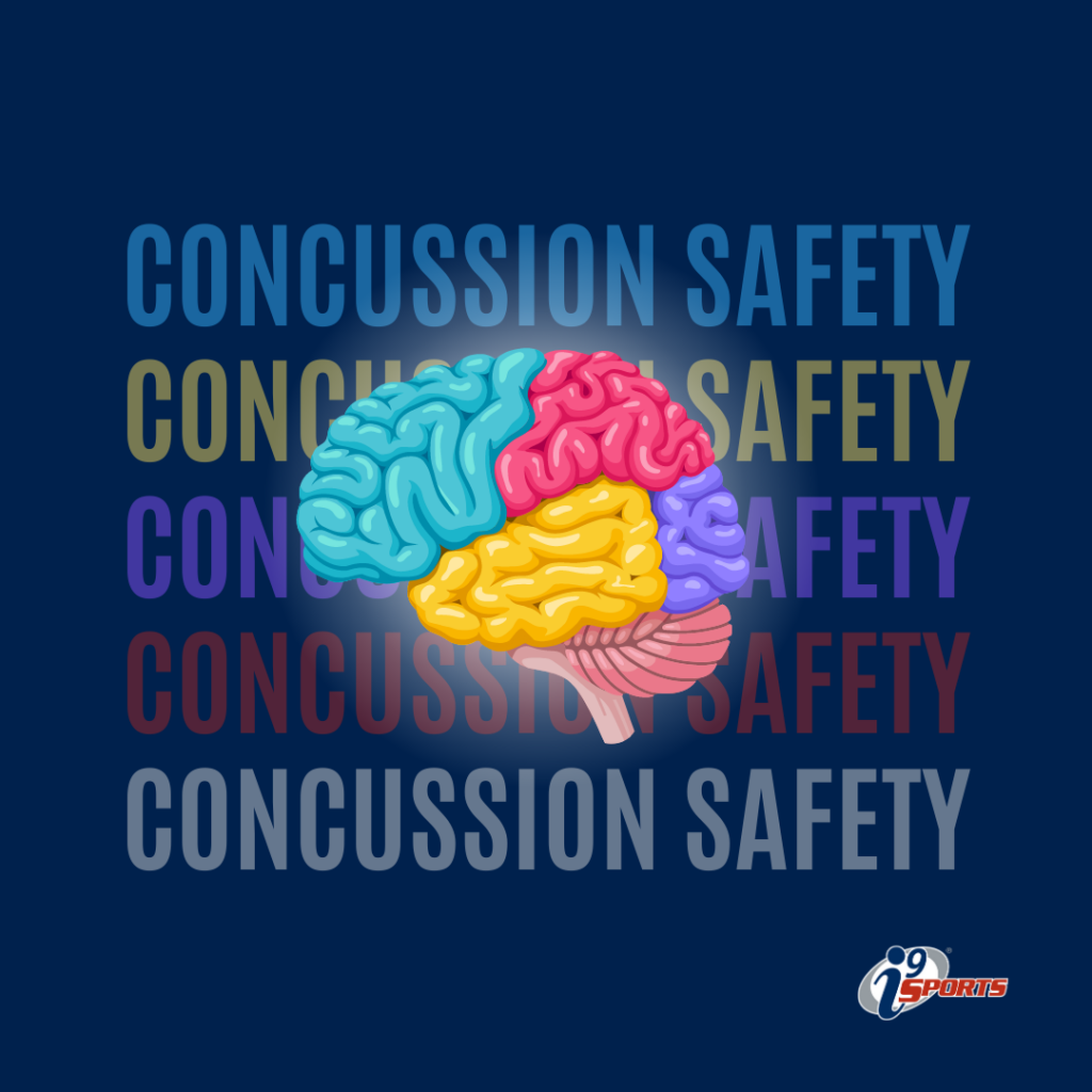 Reads "Concussion Safety" with colorful graphic of a brain.